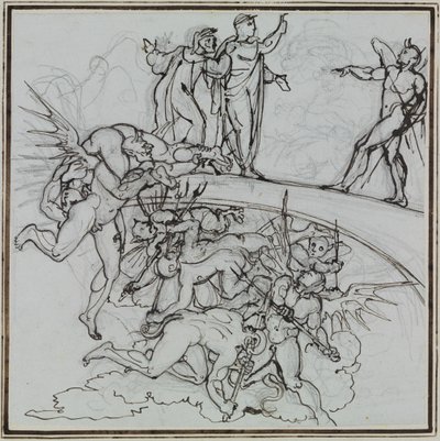 Ved bestikkernes begsø, rådmanden fra Lucca (Dantes Inferno, Canto 21, V 34) af Joseph Anton Koch