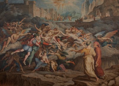 Dante og Virgil i helvedes anden cirkel, 1823. af Joseph Anton Koch