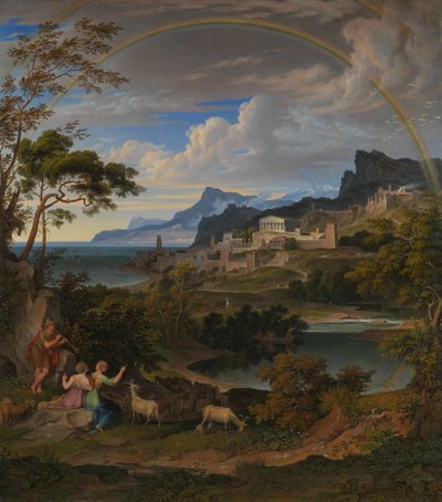 Heroisk landskab med regnbue af Joseph Anton Koch