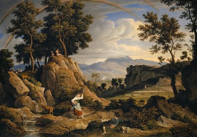 Landskab nær Olevano med regnbue, 1823-24 af Joseph Anton Koch