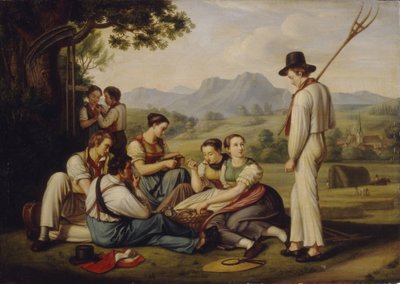 Plæneklippere hvilende, 1819 af Joseph Anton Rhomberg