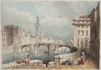 Firenze, indsat i Thomas Moodys Journal af en tur gennem Schweiz og Italien, 1822 (wc på papir) af Joseph Axe Sleap