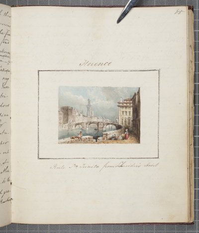 Firenze, indsat i Thomas Moodys Journal af en tur gennem Schweiz og Italien, 1822 (wc på papir) af Joseph Axe Sleap