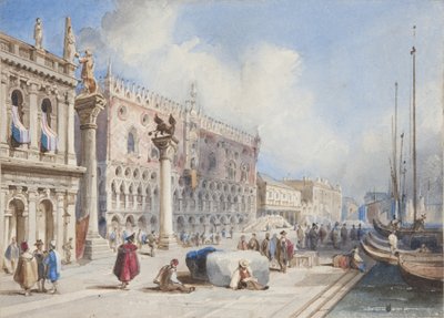 Venedig, indsat i Thomas Moodys Journal af en tur gennem Schweiz og Italien, 1822 (wc på papir) af Joseph Axe Sleap