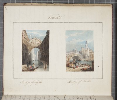 Venedig, indsat i Thomas Moodys Journal af en tur gennem Schweiz og Italien, 1822 (wc på papir) af Joseph Axe Sleap