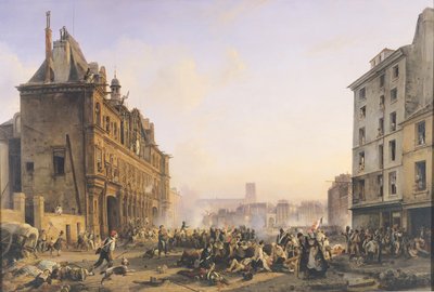 Angreb på Hotel de Ville, 28. juli 1830 af Joseph Beaume