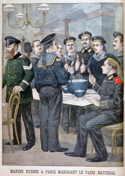 Russiske marinesoldater spiser paiki i Paris, 1900 af Joseph Belon