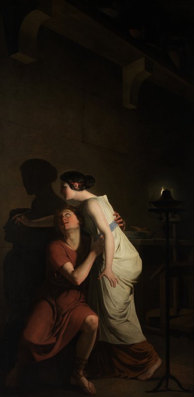 The Invention of the Art of Drawing (olie på lærred) af Joseph Benoît Suvée