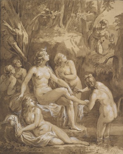 Diana og Actaeon, slutningen af det 18.-begyndelsen af det 19. århundrede. af Joseph Bergler