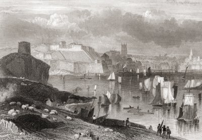 Plymouth, Devon, set fra Mount Batten (print) af Joseph Brown