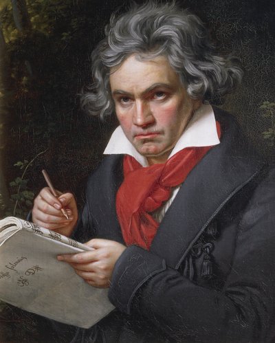 Portræt af Ludwig van Beethoven (1770-1827), tysk komponist og pianist, der komponerer Missa Solemnis af Joseph Carl Stieler