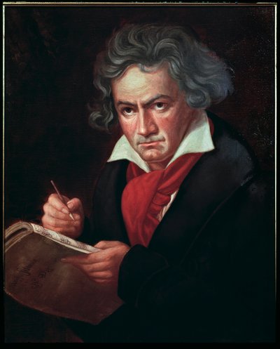Portræt af Ludwig van Beethoven (1770-1827), tysk musiker, der komponerer Missa solemnis” (Ludwig van Beethoven (1770-1827) Tysk komponist, komponerer en messe) Maleri af Karl Joseph Stieler (1781-1858) 1819-1820 Bonn, Beethovens hus af Joseph Carl Stieler