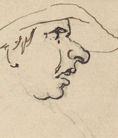 Profil af mand med stor næse iført hat af Joseph Cartwright