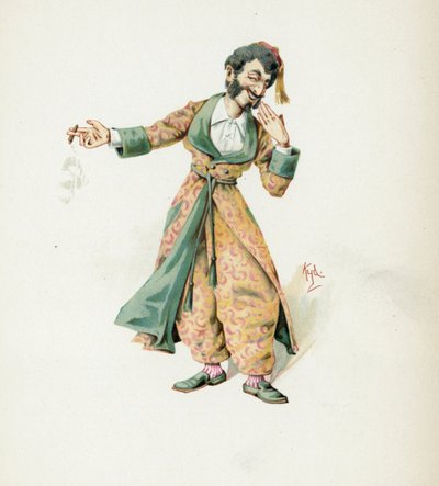 Hr. Mantalini, illustration fra "Character Sketches from Charles Dickens", ca. 1890 af Joseph Clayton Clarke