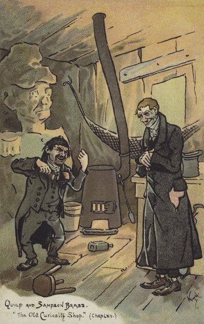 Quilp og Sampson Brass, The Old Curiosity Shop af Joseph Clayton Clarke