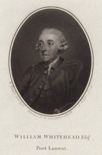 William Whitehead, engelsk digter og dramatiker (gravering) af Joseph Collyer