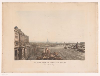 Udsigt over Somerset House og Themsen fra syd En sydlig udsigt over Somerset House, fra Waterloo Bridge (titel på objekt) af Joseph Constantine Stadler