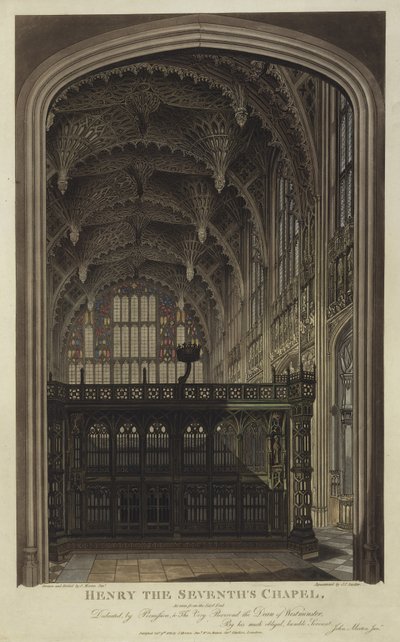 Henry VII Chapel, Westminster Abbey, London (akvatint) af Joseph Constantine Stadler