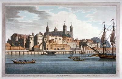 Sydlig udsigt over Tower of London med både på Themsen, 1795 af Joseph Constantine Stadler