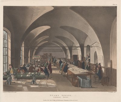 Frimærkekontoret, Somerset House, 1. juli 1809., 1. juli 1809. af Joseph Constantine Stadler