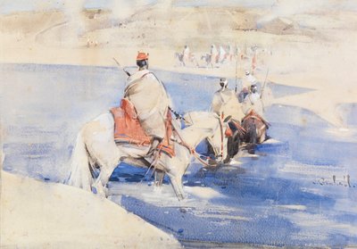 Arab Raid (akvarelli guassilla paperille) af Joseph Crawhall