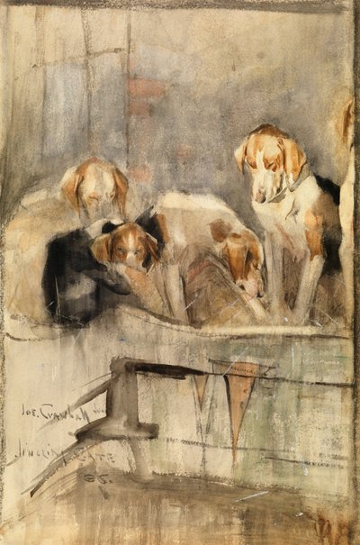 Foxhounds - Jingling Gate af Joseph Crawhall