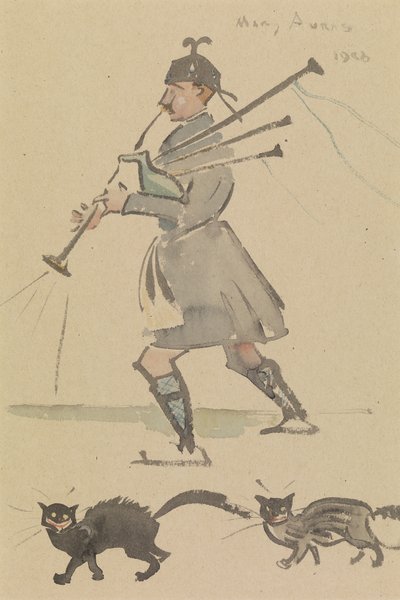 Highlander soittaa säkkipilliä af Joseph Crawhall