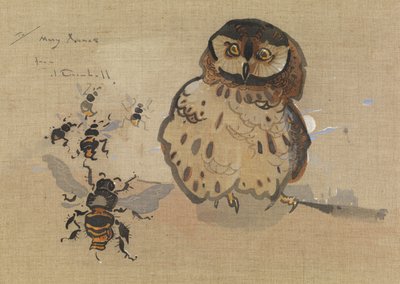 Pöllö ja mehiläiset (guassi pellavalle) af Joseph Crawhall