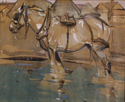 The Drinking Pool (wc & gouache på papir) af Joseph Crawhall