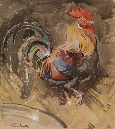 Minorca-hanen (gouache på linned) af Joseph Crawhall