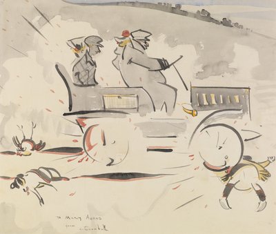 The Road Hog (vask på papir) af Joseph Crawhall
