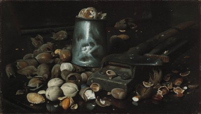 Stilleben med dåse og nødder, ca. 1886 af Joseph Decker