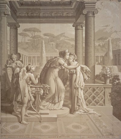 Tapetdesign med Amor og Psyke, 1815 af Joseph Dufour