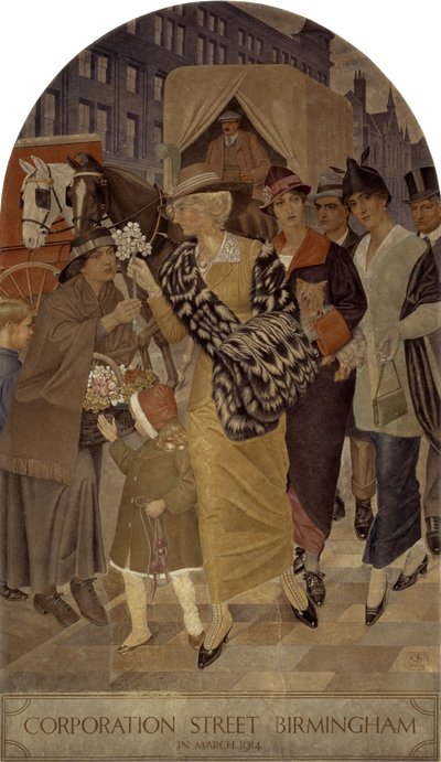 Corporation Street, Birmingham i marts 1914 af Joseph Edward Southall