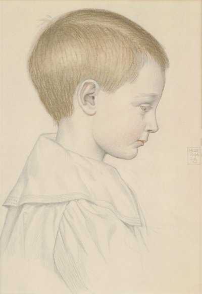 Skitse af et drengehoved, 1906 (blyant og wc på papir) af Joseph Edward Southall
