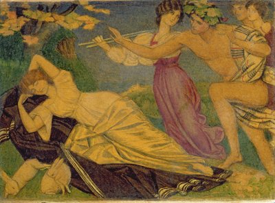 Studie for Bacchus og Ariadne, ca. 1912 (wc over blyant på kort) af Joseph Edward Southall