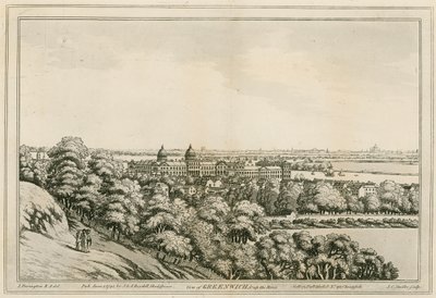 Udsigt over Greenwich, London og op ad Themsen af Joseph Farington