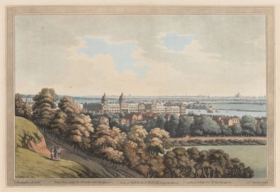 Udsigt over Greenwich og op ad floden af Joseph Farington