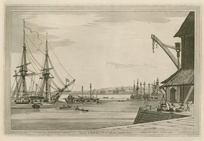 Udsigt over Greenwich fra Deptford Yard af Joseph Farington