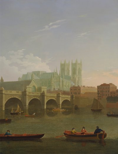 Westminster Abbey og Bridge af Joseph Farington