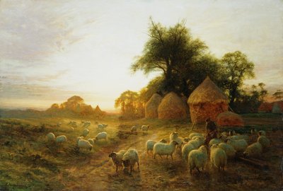 Yon Yellow Sunset Dying in the West (olie på lærred) af Joseph Farquharson