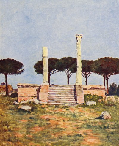 Rom: Ostia, Piazza dei Corporatori (farvelitografi) af Joseph Felix Bouchor