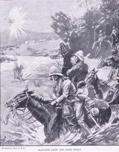 McAdams streg for Zand Drift, fra After Pretoria: The Guerilla War udgivet af Harmsworth Bros Limited, 1901 af Joseph Finnemore