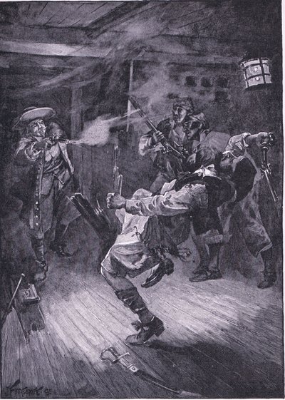 Skød den nye kaptajn gennem hovedet (litho) af Joseph Finnemore