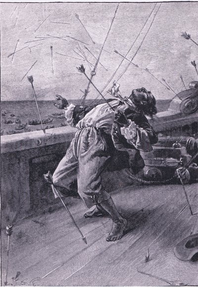 De lod deres pile flyve og dræbte stakkels fredag (litho) af Joseph Finnemore