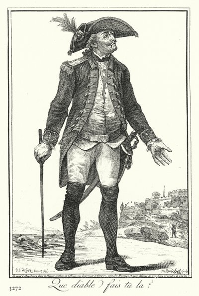 Hvad fanden laver du der? (gravering) af Joseph Franz von (after) Goez
