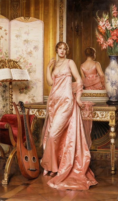 En elegant dame i et interiør, af Joseph Frederick Charles Soulacroix