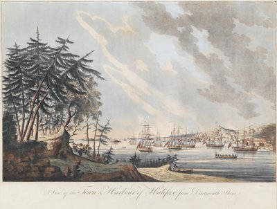 En udsigt over byen og havnen i Halifax fra Dartmouth Shore, 1781 af Joseph Frederick Wallet DesBarres