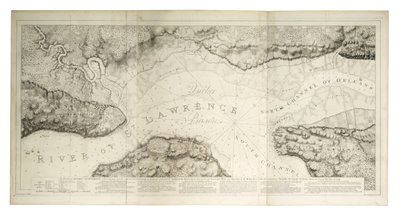 En plan over Quebec og omegn med dens forsvarsværker, ca. 1781 (koloreret stik) af Joseph Frederick Wallet DesBarres