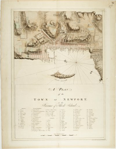 En plan over byen Newport i provinsen Rhode Island af Joseph Frederick Wallet DesBarres
